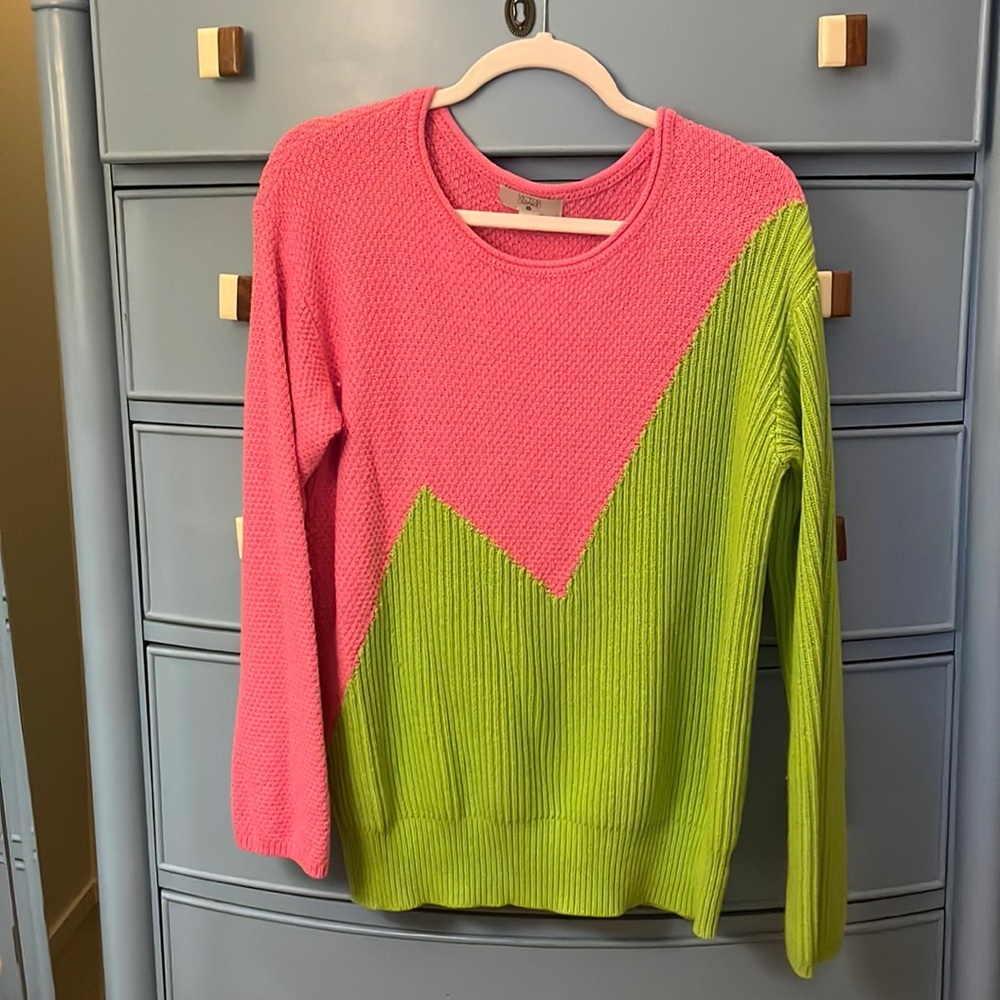 Pink and Lime Green Colorblock Oversize Sweater Victor Glemaud for Target
